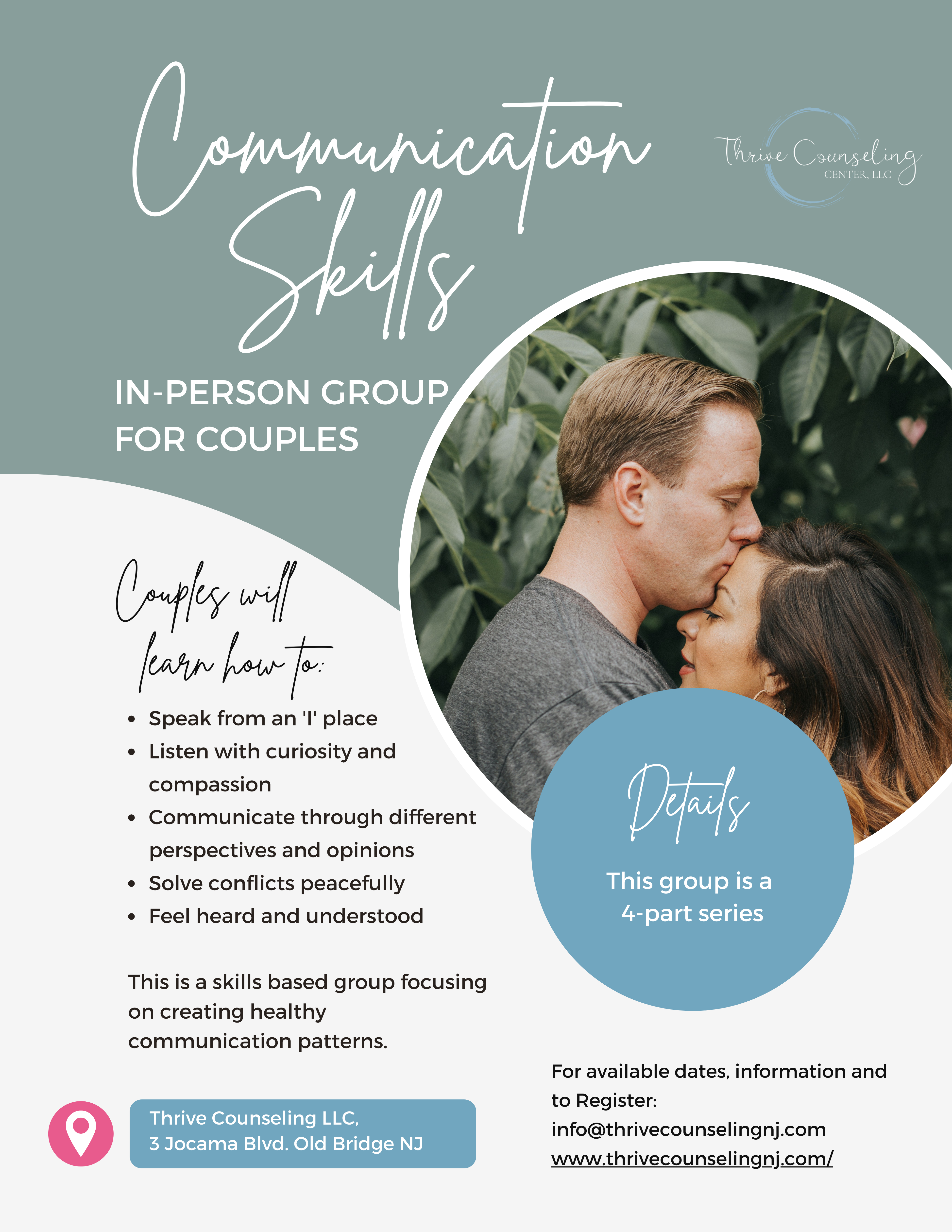 Communication Skills In-Person Group for Couples, Old Bridge, NJ, Thrive Counseling Center